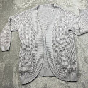 Long Sleeve Open Front Knit Cardigan Sweater Outwear Women's Large